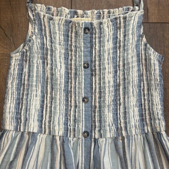 Striped Sleeveless Smocked Midi Dress Chelsea & Violet Girls Large Cream Blue - Picture 4 of 5